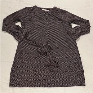 LOFT Black and Red Geometric Button-Up Blouse